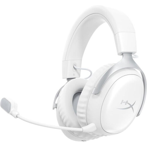 HyperX Cuffie da Gioco Wireless HyperX Cloud III S bianche per PC Mac PS5 dispositivi mobili Switch con adattatore USB-C a USB-A e cavo USB