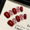 (M) Flash Cat Eye Wine Red Fake Nails - Easy Apply 8