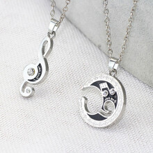 Couple Necklace Set - Moon & Music Note Pendant