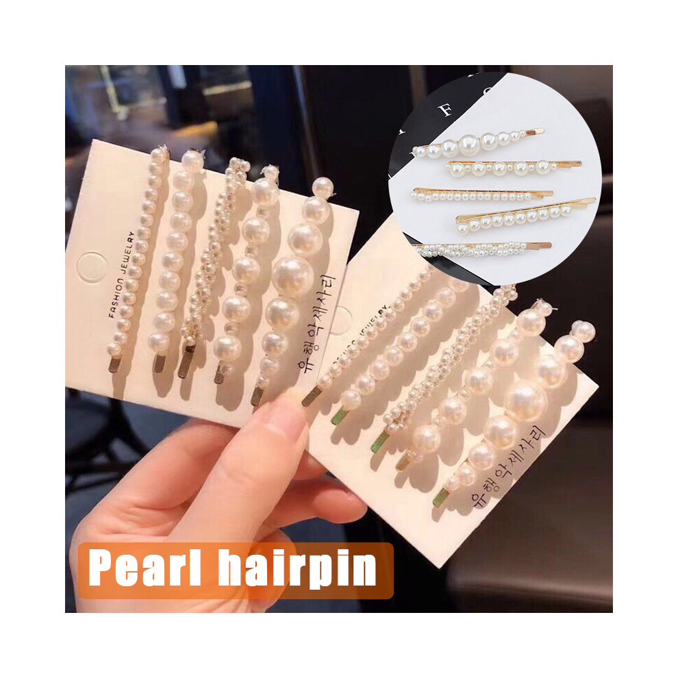 Dcph-Clothing 5Pcs Pearl Hair Clips For Women