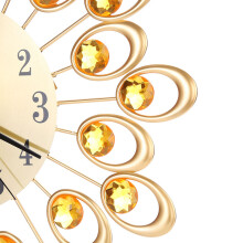 European Style Flower Clock, Gold, 37cm Modern Wall Art, Silent