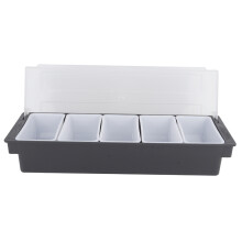Buffet Salad Bar Accessory Chilled Garnish Server, Multi Compartment Condiment Holder With Ice Box Dishwasher Safe Plastic Serving Tray For Wedding