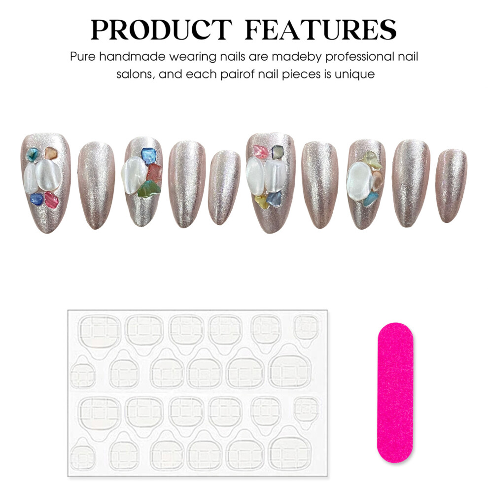 Dachuang Beauty (S) Glitter Almond Fake Nails For Women - 50Pcs