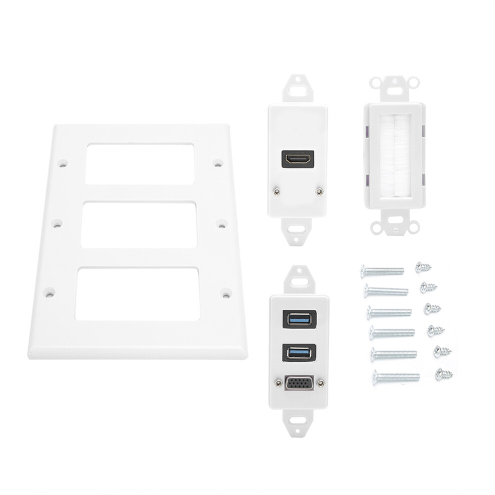 Audio Video Cable Management Wall Plate With Dual Usb Ports, Hdmi Wall Socket For Home Theater Systems, Low Voltage Cable Pass Through Panel In Flame 9773935360358