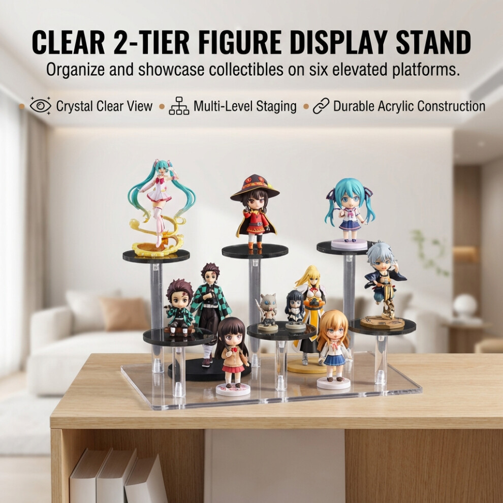 Dcph-Clothing (2 Tier Black) Clear Acrylic Tiered Stand For Cosmetics & Figurines