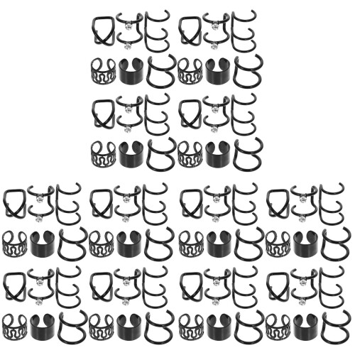 72Pièces Ear Cuffs Percing Métal Noir Pour Style Et Look