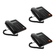 3Sets Classic Black Desktop Phone Reusable Office and Household Phone