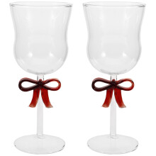 2Pcs Red Glass Wine Cups Multi-Function Elegant Cocktail Goblets