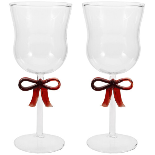 2Pcs Red Glass Wine Cups Multi-Function Elegant Cocktail Goblets
