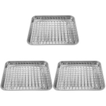 3Sets Multi-Color Stainless Steel Baking Pan with Wire Rack for Frying