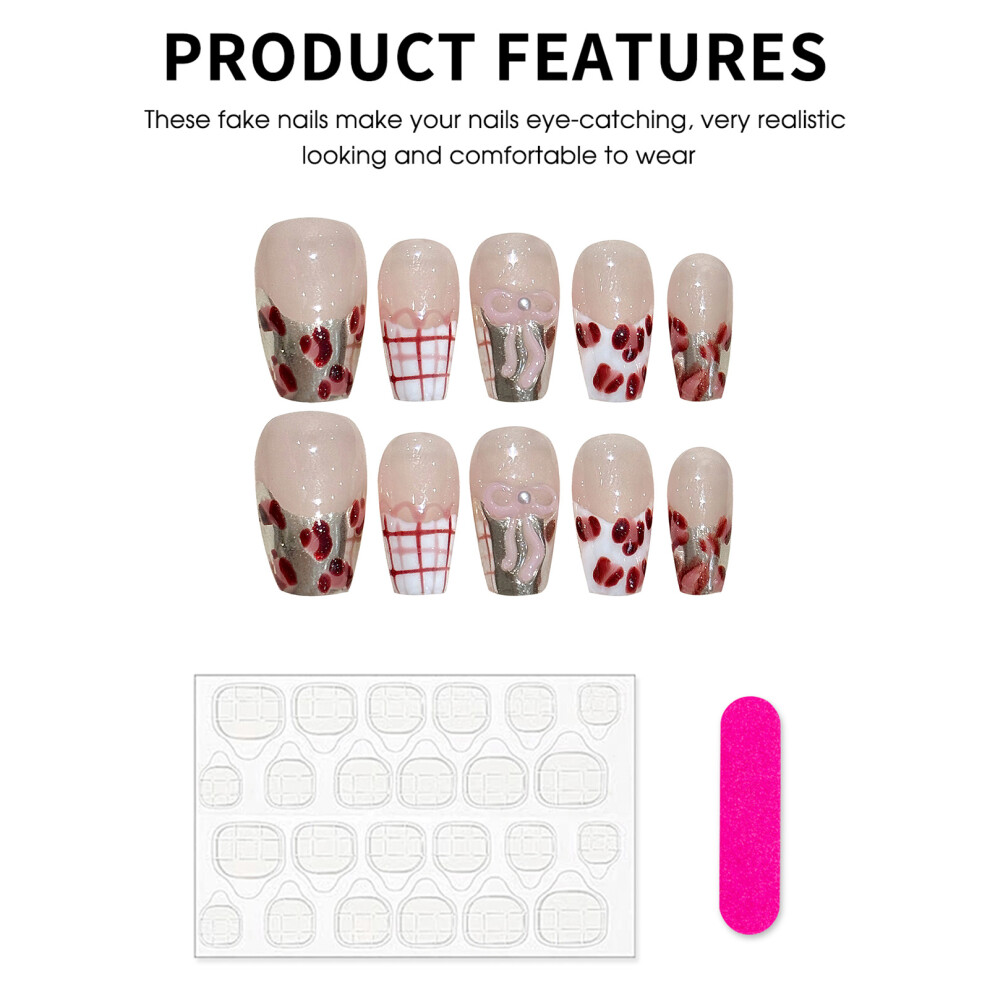 Dachuang Beauty (L) Glossy Nude French Tip Fake Nails For Women