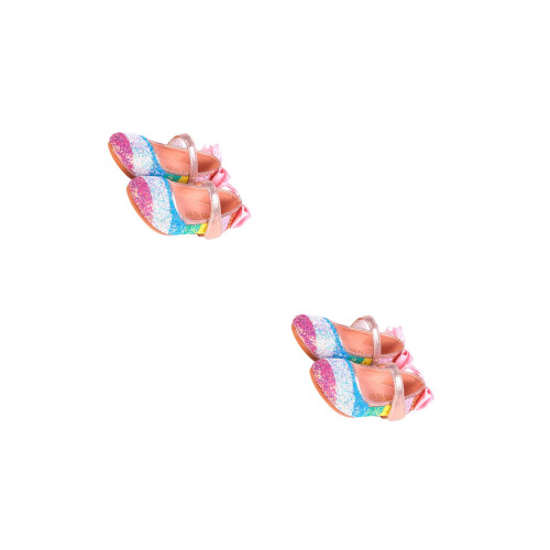 2Pairs Durable Pink Sequin Ballet Practice Shoes with Protective Sole