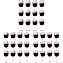 36Pcs Detailed Resin Mini Wine Cups Dark Red for Dollhouse Scenes