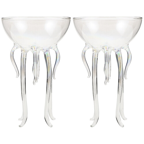 2Pcs Versatile Glass Wine Goblets Assorted Beverage Cups