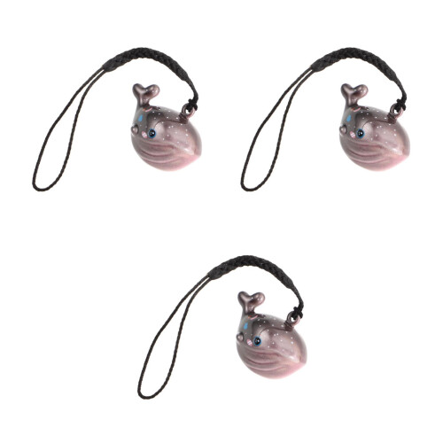 3Pcs Lightweight Black Copper Whale Phone Charm Gradient Wind Chime