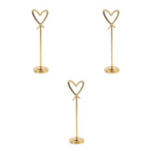 3Pcs Golden Stainless Steel Heart Memo and Picture Holders for Parties