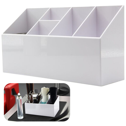 (White) Salon Scissors Organizer with Multiple Compartments 1
