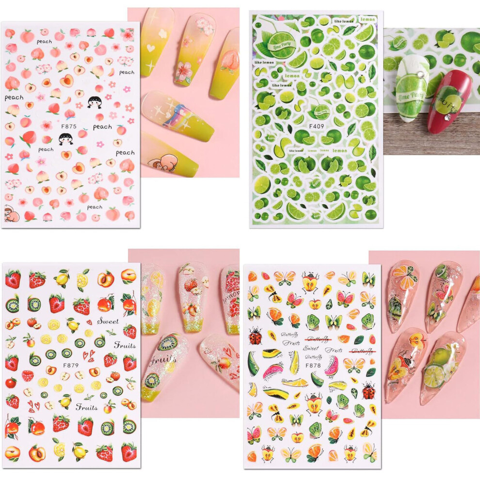Dachuang Beauty 12Pcs Strawberry Nail Stickers Self-Adhesive