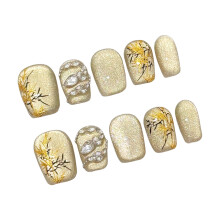 (XS) 10PCS Chinese Yellow Square False Nails Salon Supply