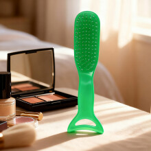 (Green) Boar Bristle Hair Brush for Women 18cm Scalp Massage Comb