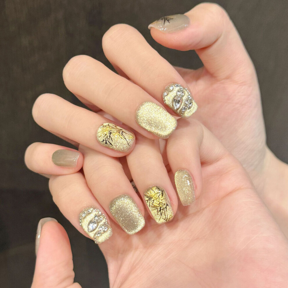 Dachuang Beauty Yellow (L) 10Pcs Chinese Square False Nails Salon Supply