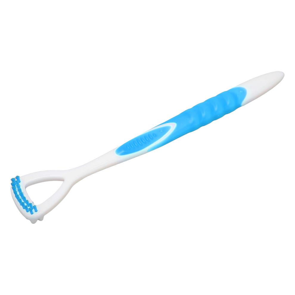 Blue Plastic Ergonomic Tongue Scraper For Bad Breath Removal & Oral Care
