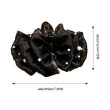 (2) Mesh Bow Hair Claw Clip, Large Ponytail Holder (50)