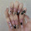 (Standard) Star Pink Black Long Square False Nails 4