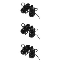 3Pairs Durable Black Mini Shoes Adornments for Dollhouse Decoration