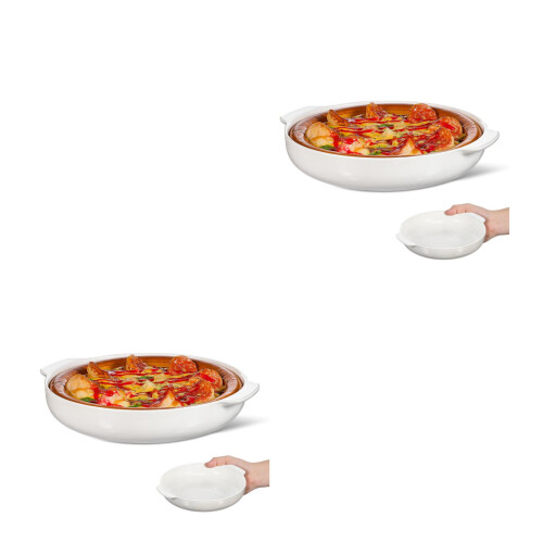 2Pièces Plat À Rôtir Céramique Blanc Résistant Haute Température