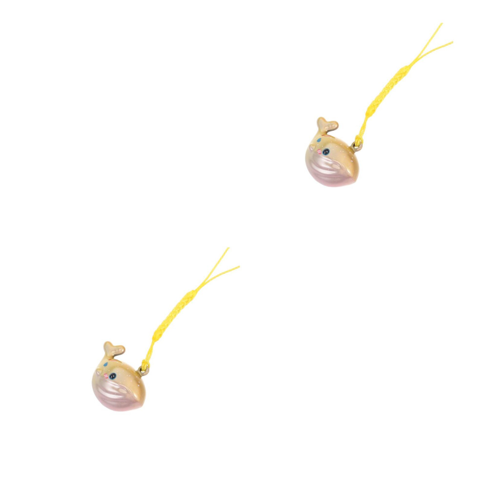 2Pcs Cartoon Whale Phone Keychain Charm Copper Wind Chime Decoration 3713135359789