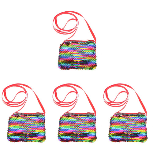 4Pcs Small Crossbody Sequin Purse Multi Coin Bag