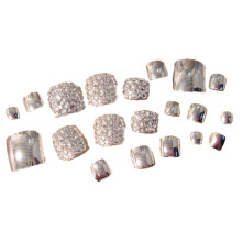 24Pcs Women Fake Nail Silver False Nail Tips for Home and Salon Use