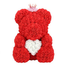 Luxuriöser Rosen-Teddybär mit Lichterkette, künstlicher Rosenbär als Geschenk, floraler Teddybär-Strauß, geeignet für Muttertag, Valentinstag