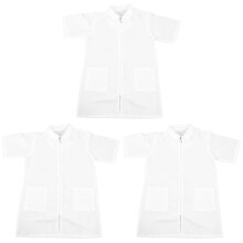 3Pcs Dog Grooming Workwear White Polyester Uniform for Pet Shop