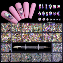 Rhinestone Picker Delicate Packaging Multi Shape AB Coated K9Glass Rhinestones for Nail Art DIY Projects Stylish Glass Crystals Waterproof3D Nail