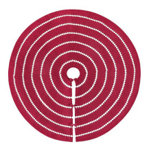 Knitted Tree Skirt for Christmas, 4Feet Diameter Red and White Circle Pattern Rustic Farmhouse Decor Thick Acrylic Yarn Suitable for Any Tree Size