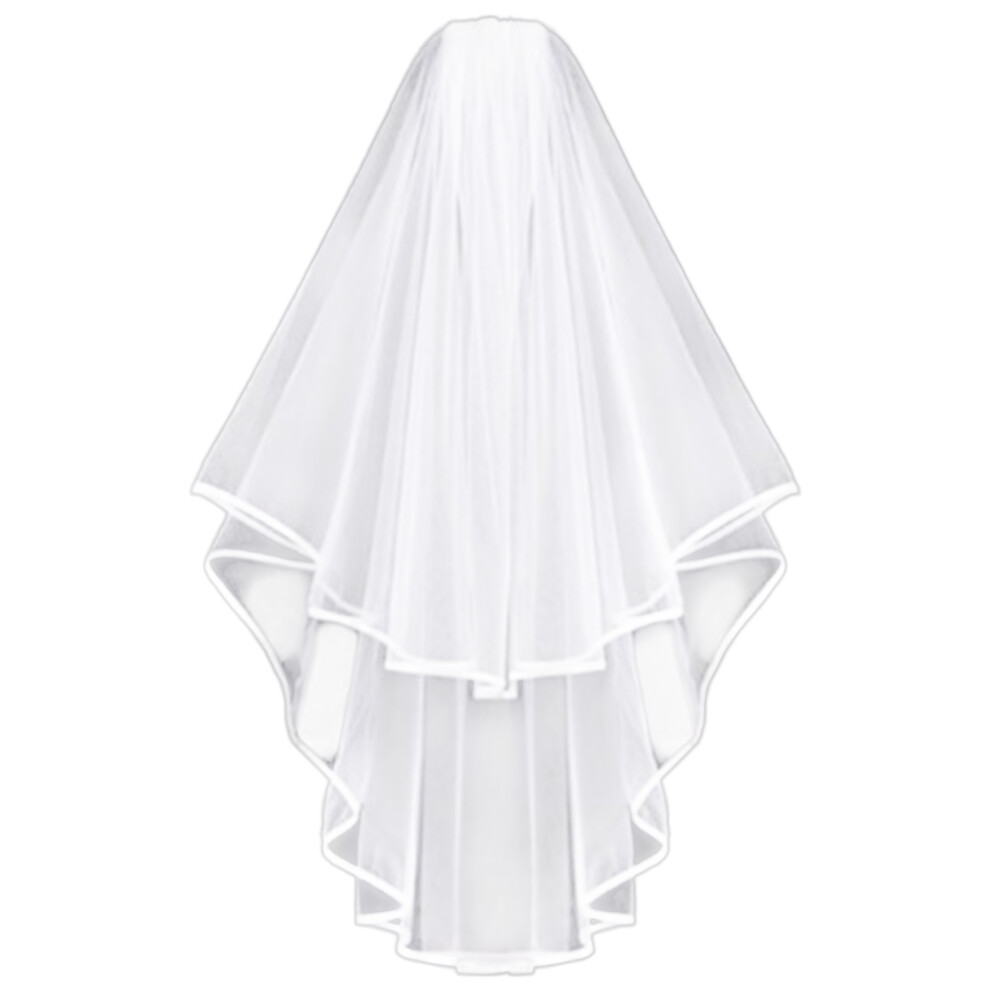 Hue-Grain Bridal Veil Double Layer With Comb Edge