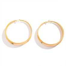 (Gold) Women\'s Gold Hoop Earrings - Large Glossy Circle