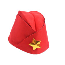 (Red, 2) Russian Army Cap Green Camo Badge Military Hat