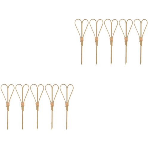 100St Khaki Bamboe Cocktailprikkers Fruit Snacks Schaarvormig Design 2