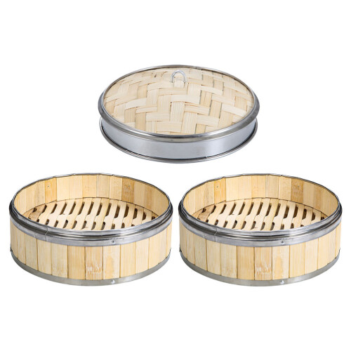 2Sets Bamboe Food Steamer Met , Hittebestendig, Multigebruik 2