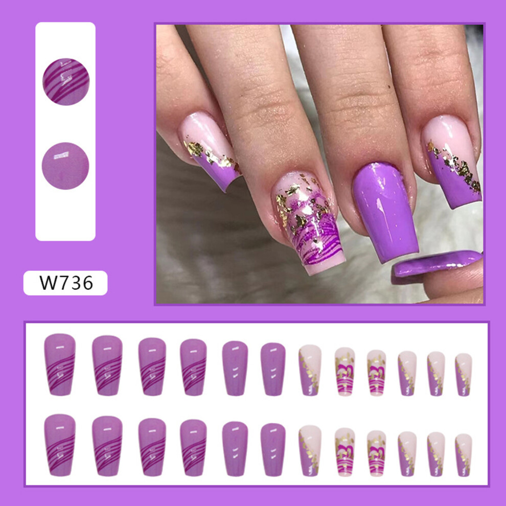 Dachuang Beauty Purple (Standard) Square Fake Nails, Daily Wear