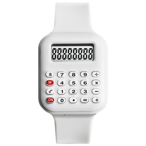 (White) Kinder Rechneruhr mit abnehmbarem Armband
