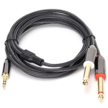 JK‑366 Audio-Adapter 3,5 mm auf Dual 6,35 mm, vergoldeter männlich-zu-männlich Kabel