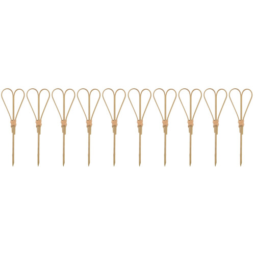 100St Khaki Bamboe Cocktailprikkers Fruit Snacks Schaarvormig Design