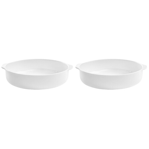 2Pcs Scratch-Resistant Ceramic Baking Dish White for Oven and Table