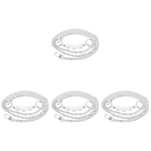 4Pcs Silver Faux Pearl Bag Chains Durable Crossbody Strap Replacement