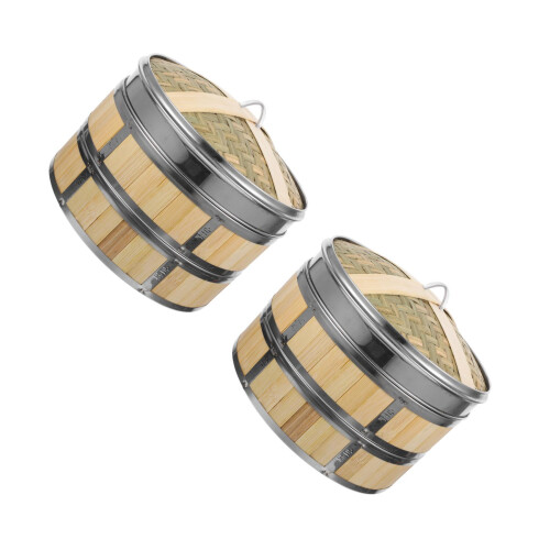2Sets Bamboe Food Steamer Met , Hittebestendig, Multigebruik