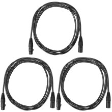 3St 3 Pin Xlr Kabel Microfoon Nylon Metalen Stekker Zwart